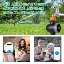 Smart Irrigation Timer with Wi-Fi Hub, Bluetooth Hose Timer with Rain Delay for Garden Lawn Tap Outdoor, Programmable Watering Sprinkler Timer