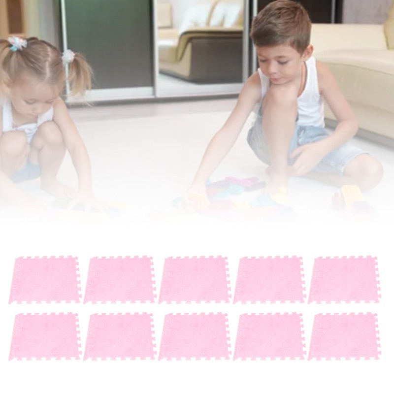 10pcs Plush Foam Floor Mat Prevent Slip Cuttable Thickened Interlocking