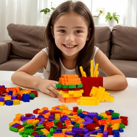 Bestoyz Building Bricks 1000 Pieces in Rainbow Colors, Classic Generic Building Blocks Toys for Boys & Girls, Educational Building Toys for Classroom, School, Toys for Kids Aged 4+