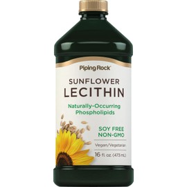 Piping Rock Sunflower Lecithin Liquid Supplement | 16 oz Oil | Naturally-Occurring Phospholipids | Vegan, Soy Free, Non-GMO, Soy Free, Gluten Free