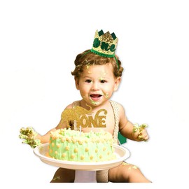 Corona de primer cumpleaños para bebés y niños, príncipe, color dorado brillante, verde, salvaje, un cumpleaños, diadema para decoración de fotos