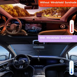 Luckyliz Car Windshield Sunshade Umbrella, Foldable Windshield Sun Shade for Insulation, Front Window Visor Car Shade, Windshield Cover Keeps Car Cooler (57 * 31 in)