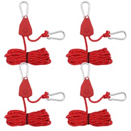 Alpha Depot Rope Ratchet, Paracord Tent, Tarp, Universal Fitting, Guy Rope, Set Up, Camping Equipment (Red, 4 Pieces)