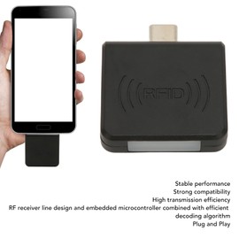 Square Card Reader, Type C Interface 125Khz Credit Card Reader Smart Card Reader with Built in Buzzer for Mobile Phone(Black)