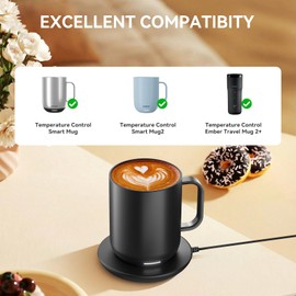 FEFAIA Charging Coaster 2 Compatible with Temperature Control Smart Mug 2 and 1/Travel Mug, Wireless Charger Power Dock Base for Home & Office