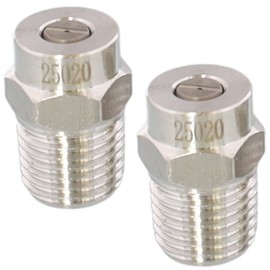 ESSENTIAL WASHER Stainless Steel Nozzle Tip for Surface Cleaner Pressure Washer Broom and Undercarriage Washer - 4000 PSI, 1/4 Inch Male NPT, 25 Degree 2.0 Orifice (2-Pack)