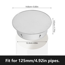 Chimney Hole Cover, Chimney Cover, Pipe Cover Cap, 125 mm Stainless Steel Chimney Pipe Cover, Chimney Cover, Stove Pipe Capsule, Wall Lining Cover, Stove Hole Lid