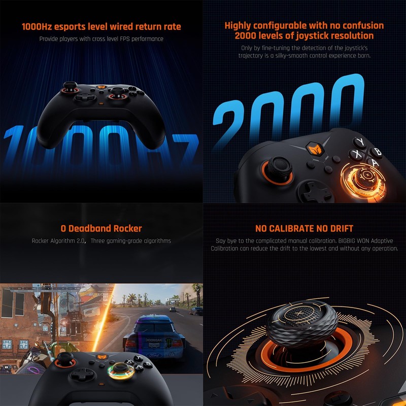 BIGBIG WON Wireless Gaming Controllers, Gale PC Controllers Motion Aiming,