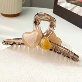 Briskyjp Hair Clip, Large Hair Clip, Hair Ornament, Hair Clip, Firmly Curled, Bath, Banana Clip, Korean Style, Simple, Office, Ladies, Cute Heart Design, Stylish, PC Resin, Lightweight, For Those With