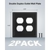 TREEWELL 2-Pack Double Duplex Outlet Cover, Metal Switch Plates and