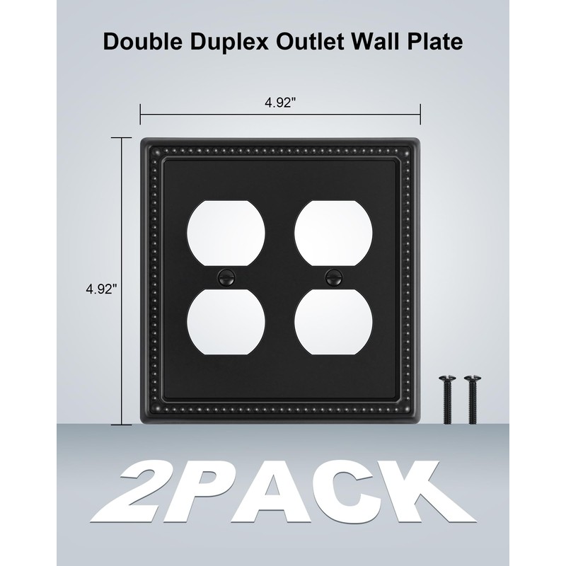 TREEWELL 2-Pack Double Duplex Outlet Cover, Metal Switch Plates and