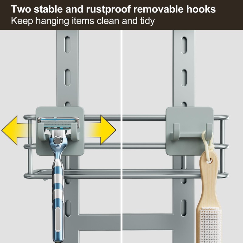 Orimade Adjustable Anti-slip Shower Caddy Overhead, Rustproof Hanging Shower Organizer