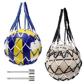 HENGBIRD 2 Pieces Ball Net Bag Portable Ball Net Sports Ball Net with 2 Ball Needles Ball Carry Net Ball Carry Net, Single Ball Carrier for Football, Basketball, Volleyball, Rugby Ball