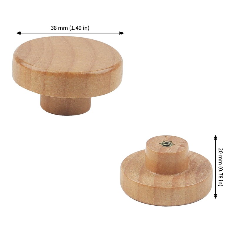 JAPCHET 20 PCS Wooden Drawer Knobs, 38mm x 20mm Wood
