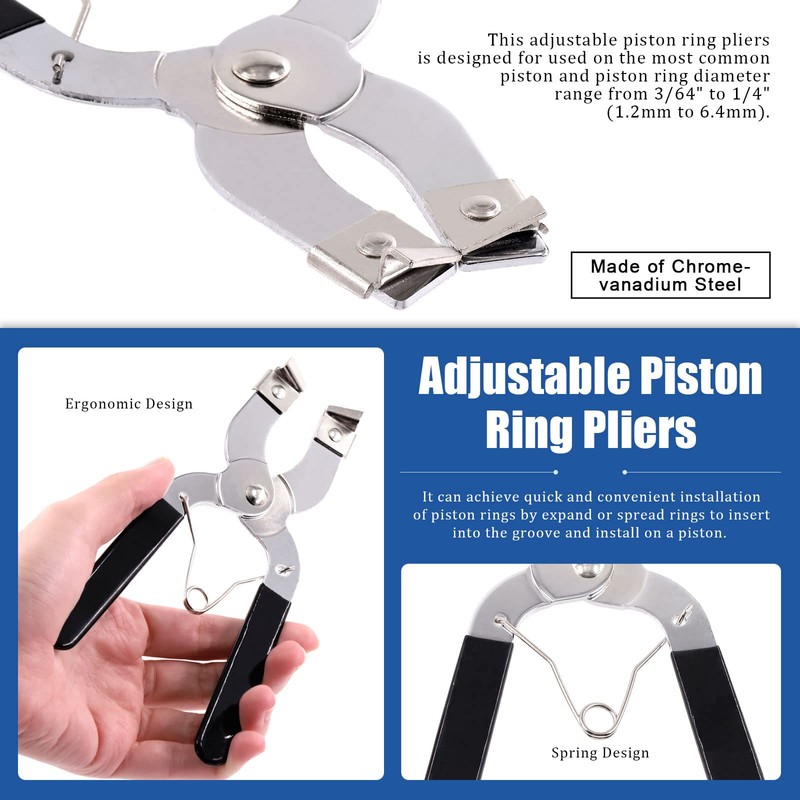 Glarks 3Pcs 6" Piston Ring Compressor Tool Service Set, Car