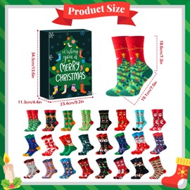 MOVINPE Socks Advent Calendar for Adults Men Women, 24 Pair of Christmas Crew Socks Funny Socks Countdown to 2024 Christmas, 24 Days Surprise Christmas Gifts Warm Cotton Socks