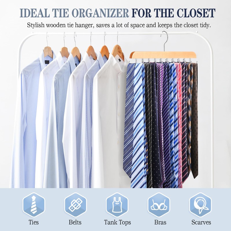 2 Pack Tie Rack Belt Hanger for Closet Fitnice Upgraded