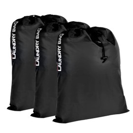 Flightmode Travel Laundry Bag with Drawstring for Clothes, Water Resistant Heavy Duty Travel Dirty Clothes Bag for Laundromat and Household, Foldable Compact Bag for Gym Clothes, Shoes (3 count)