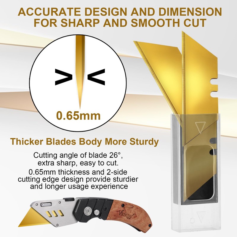 Vickay 30 Pack Utility Knife Blades, Heavy Duty Box Cutter
