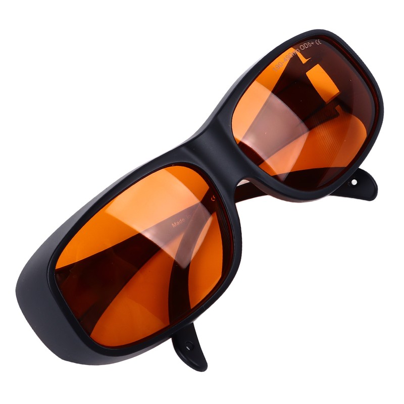 Safety Goggles 190 to 490nm Black Frame Orange Lens OD5