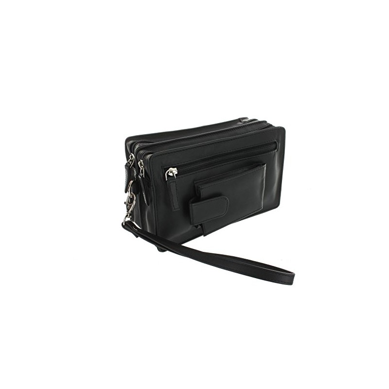 VISCONTI Soft Leather Wrist Bag With Detachable Strap 18233 Black