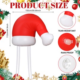 Yookeer Christmas Golf Cart Decoration Kit Large Inflatable Santa Hat for Car Christmas Golf Cart Accessories Reflective Bulb Light Shaped Magnets Car Covers for Holiday Decorations(White)