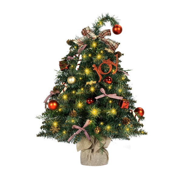 LOENIY 24In Tabletop Christmas Tree with Curved Treetop, Mini Christmas