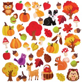 Baker Ross FX107 Autumn Foam Stickers - Pack of 100, Stickers for Arts and Crafts, 3D Foam Stickers, Puffy Stickers for Cards, Paper, Scrapbook and Collage