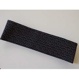 YokohamaUSA Japanese Hachimaki Headband Sports Seigaiha Shell Print Navy/ 37" L