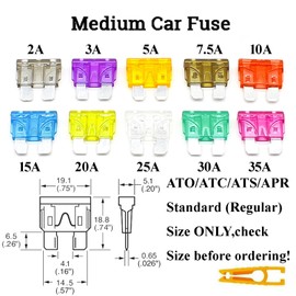 100pcs Car Fuses Assortment Kit, ATC ATO Blade-Type Automotive Auto Automobile Fuses Standard Size Only (2A/3A/5A/7.5A/10A/15A/20A/25A/30A/35A) Replacement Fuses for Car/RV/Truck/Motorcycle/Boat