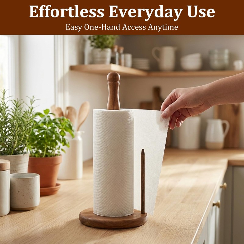 Acacia Wood Paper Towel Holder Countertop