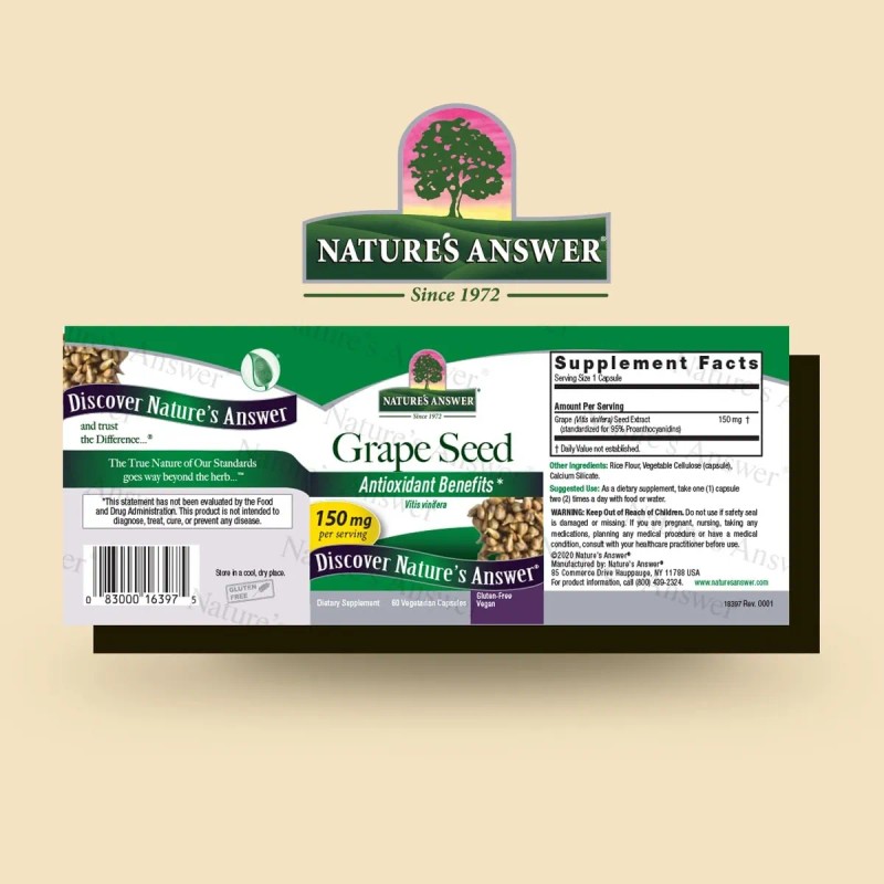 Nature's Answer Semilla De Uva 60 Cápsulas Vegetarianas Sfn Sin