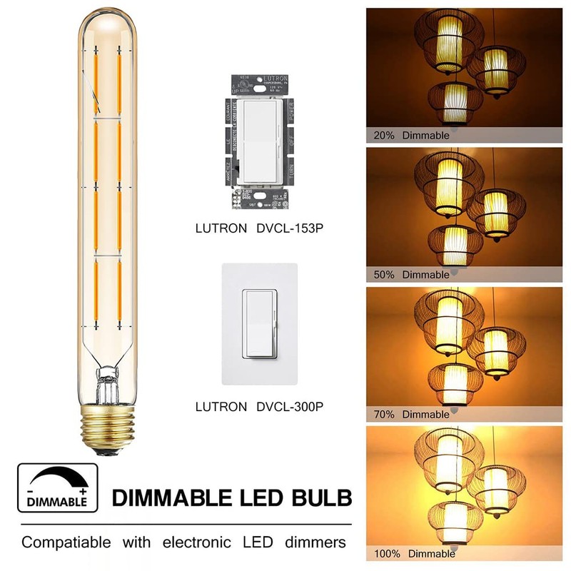 LVYE Dimmable Led Tubular Bulb,8.9inch Long Tube Edison Light Bulbs