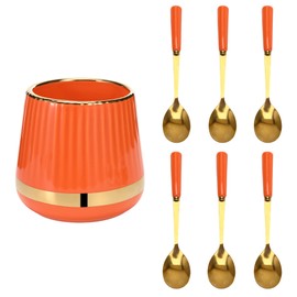 Orange Coffee Spoons Set with Holder