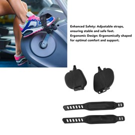 1 Pair of Exercise Bike Pedals with Straps, Non-Slip Stripe Pattern, Portable Exercise Bike Parts for Stationary Bicycles, Spin Bikes and Stationary Exercise Bikes (1/2 Inch Thread)