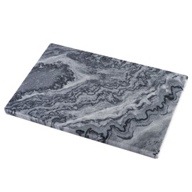 Koville Marble Cutting Board for Kitchen, 12x8 Inches Stone Slab Pastry Cheese Board, Rectangular Serving Tray for Bathroom Countertop, Marble Vanity Tray for Jewelry Cosmetics Perfume (Grey, Small)