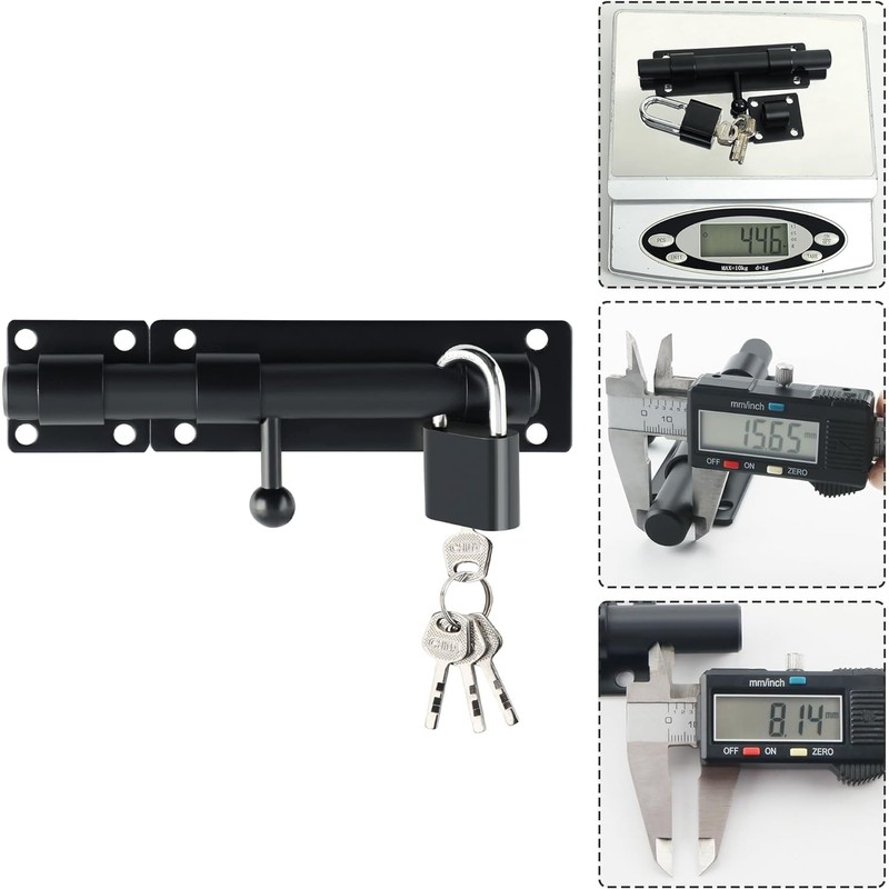 Sayayo Sliding Bolt Lock Barrel Bolt Latch Black Heavy Duty