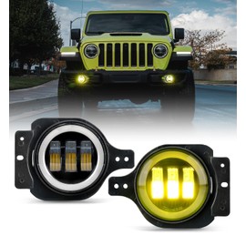 Xprite Ultra 300% Bright 60W LED Fog Lights w/DRL Compatible with 2018-2026 Jeep Wrangler JL JLU & 2020+ Gladiator JT, DOT, 6500K, Plug N Play Front Bumper Fog Lamp with 2 Mounting Brackets, Yellow