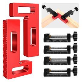 ArtyMaster Corner Clamps for Woodworking - Durable & Versatile 90 Degree Right Angle Clamps, 2 Pack 2" x 4" Aluminum Positioning Squares with 4 C-Clamps for Cabinets, Frames, and Drawers