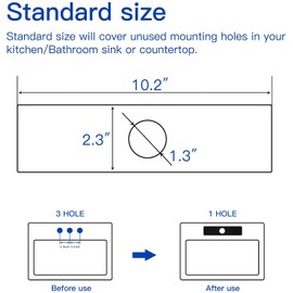 Bathfinesse 10" Kitchen or Bathroom Sink Faucet Black Hole Cover Deck Plate Square Stainless Steel Escutcheon for Covering Unused Mounting Holes,P-111-B