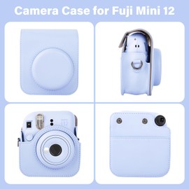 HIYQIN Instant Camera Case Compatible with Instax Mini 12/11 /9/8/8+, PU Leather Bag with Pocket and Adjustable Shoulder Strap, blue, Camera bag