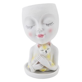 Face Flowerpot Fadeless Resin Head Planter DIY Decorative Adorable Succulent Flowerpot With Drainage Holes for Home Yard Garden