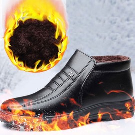 Men's Winter Warm Leather Formal Dress Boots SUIT Warm Boots (Black 265mm)