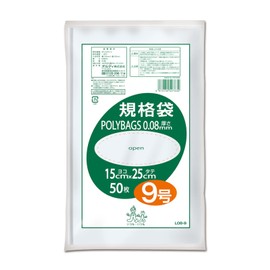 Oldy L08-9 Kitchen Plastic Bags, Standard Bags, Transparent, Size 9, Length 9, Length 9.8 x Width 5.9 inches (25 x 15 cm), Pack of 50, Thick and Durable, Food Sanitation Act Compliant