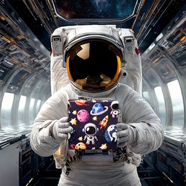 Altarho Reversible Outer Space Wrapping Paper Roll For Boys Girls - Mini Roll - 17In x 20Ft First Trip Around The Sun and Stars Gift Wrap Galaxy Art Paper for Baby Shower Birthday Party Packing Supplies