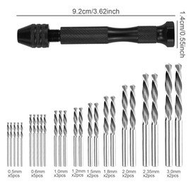 36 Pcs Mini Hand Drill Set for Crafts, Pin Vise Precision Twist Drill Bits with Mini Drill Press Vise for Delicate Manual Work, Electronic Assembling, Craft Carving DIY, Model Making