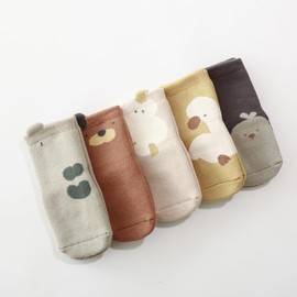 Exemaba 6 Pairs Baby Non-Slip Socks Thick Toddler Warm Winter Socks Stopper Socks ABS Non-Slip Socks for Boys Girls, khaki duck