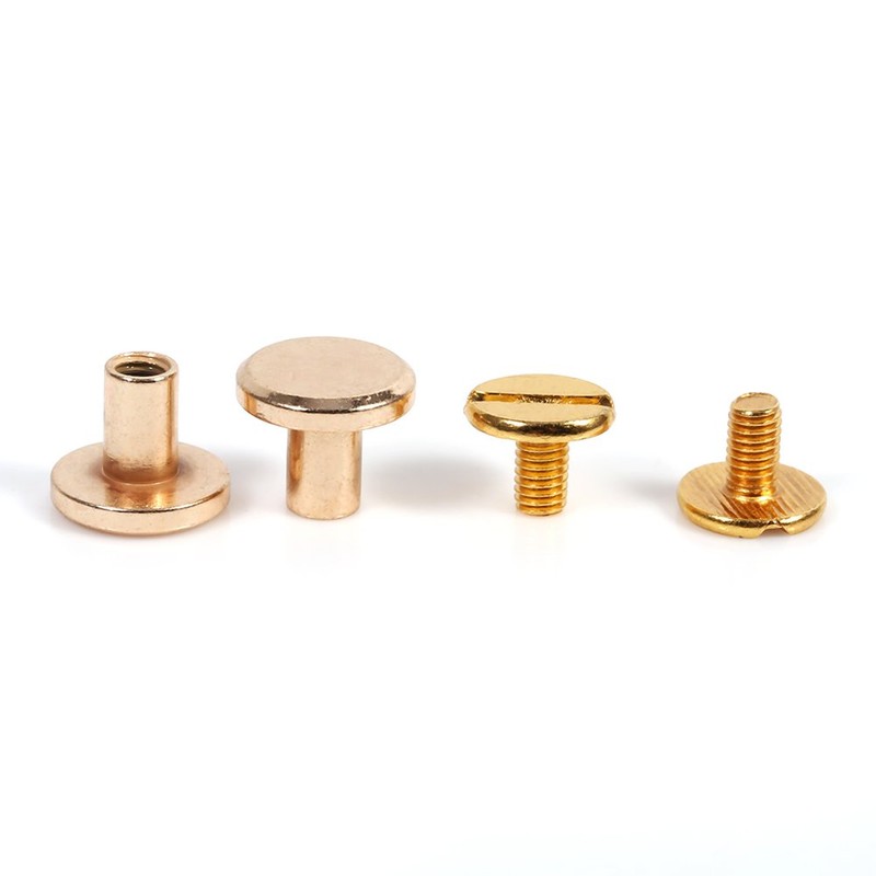 10 Sets Solid Brass Button Stud Screw Nail Screwback for