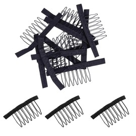 12pcs Wig Combs 7-teeth Wig Clips Lady Tools Black Metal Wig Caps for Women Black U Shape Wig Comb Clip Tooth Comb,Net Comb Clip Steel Tooth Clip Wig Clip for Wig Making Cap DIY Wig Caps Accessories