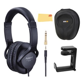 Roland RH-5 Monitor Headphones Bundle with Case, Stand, and Austin Bazaar Polishing Cloth